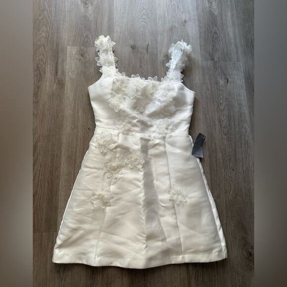 elliatt elder white embellished floral square neck mini bridal dress size small - Picture 10 of 14